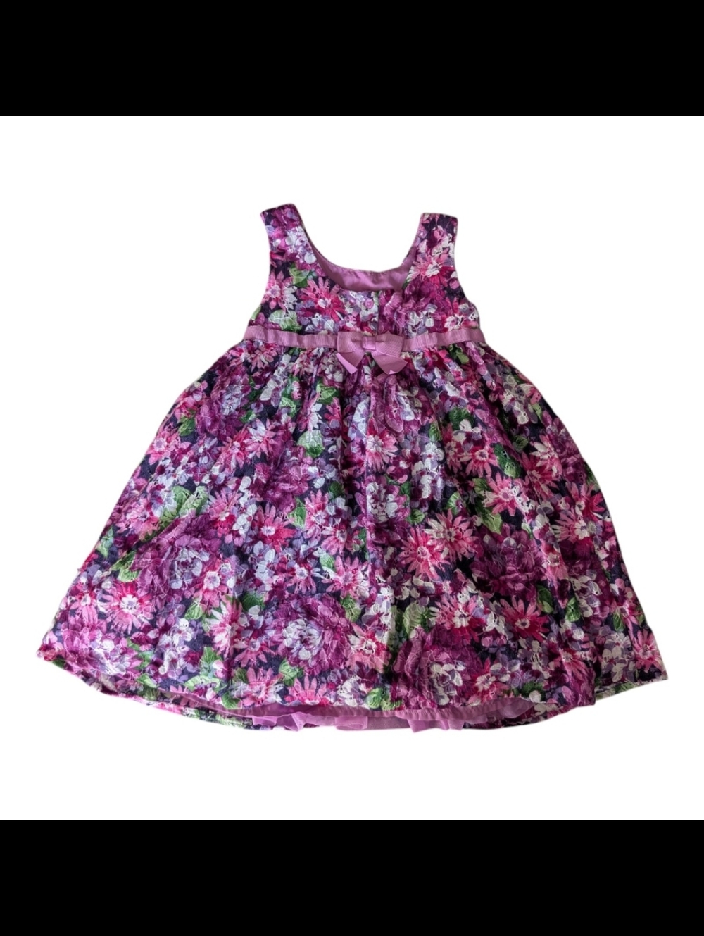 Purple Floral Girls' Party Dress with Bow | Size: 4T